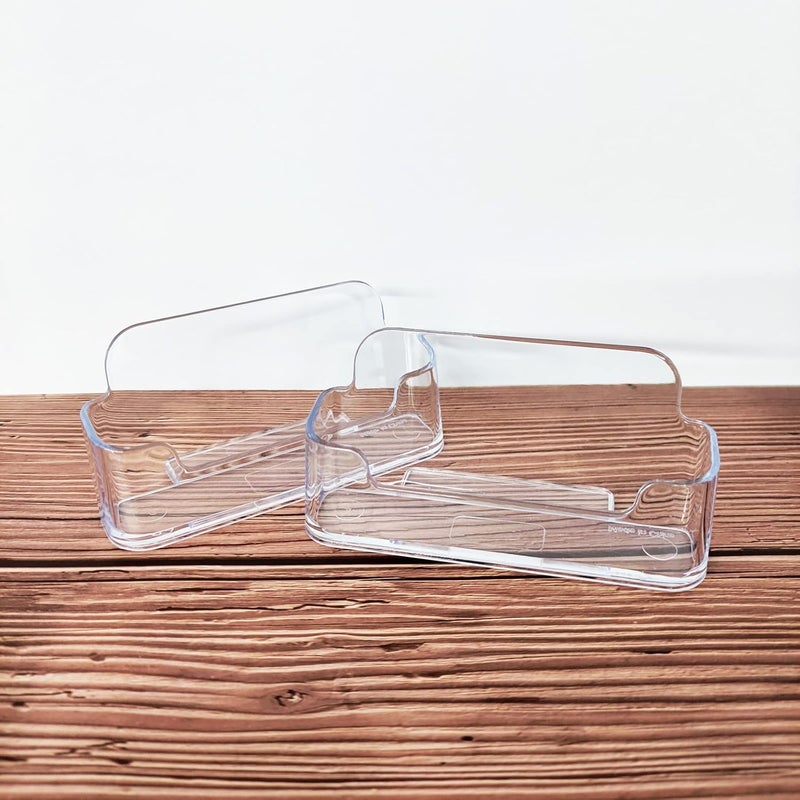 HSYMQ 4 Pack Business Card Holder for Desk, Clear Acrylic Plastic Business Cards Display Holders Stand, Fits 30-50 Business Cards - Image 5